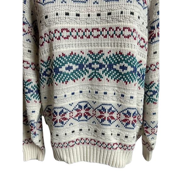 Vintage Alfred Dunner Size XL Cotton Collared Sweater With Cross Stitch Details - Picture 4 of 7